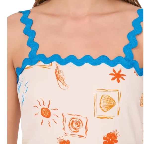 Cece Womens Sleeveless Linen Blend Tiered Maxi Sundress Nautical Beach Size XL - Picture 3 of 13